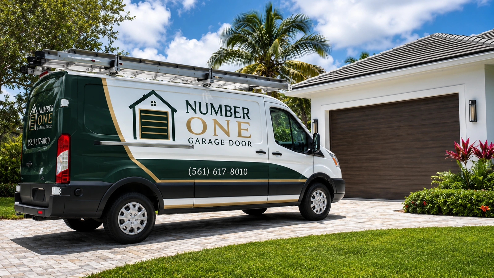 Number One Garage Door service van serving Jupiter Florida
